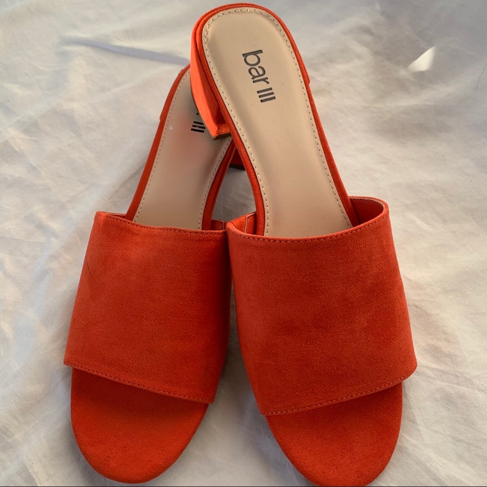 NIB Bar III orange suede slip on sandal